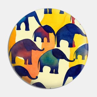 Cute Elephant Watercolour Pattern Design Pin