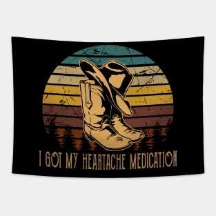 I Got My Heartache Medication Country Cowboy Boots And Hat Music Tapestry