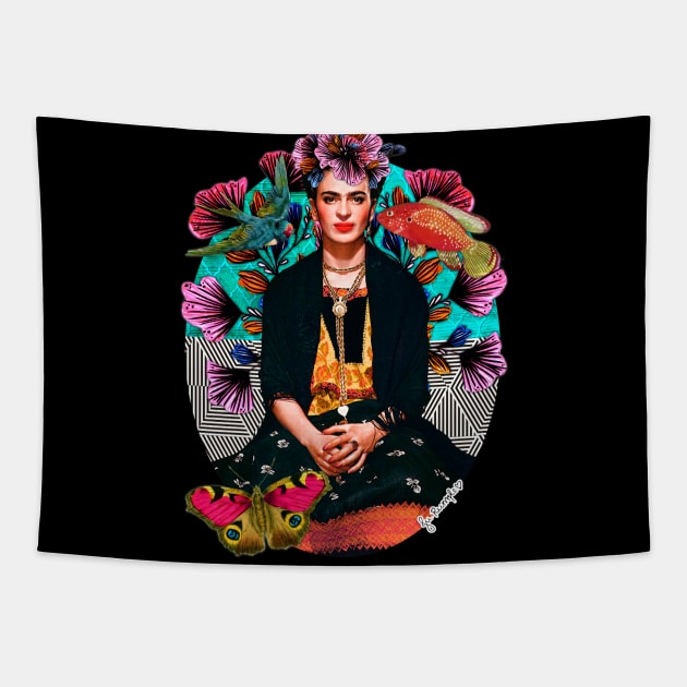 Frida´s secret smile Tapestry by jurumple