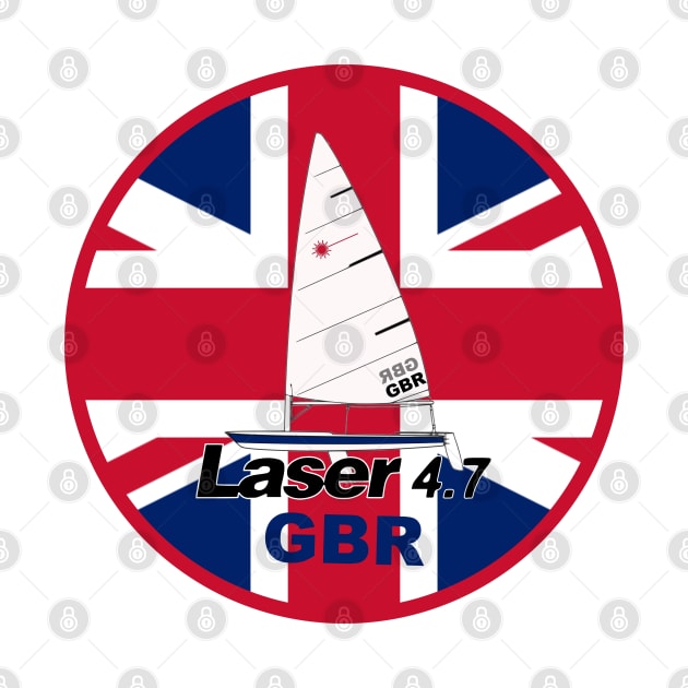 laser class sailboat on flag Great Britain by Regatta Merch