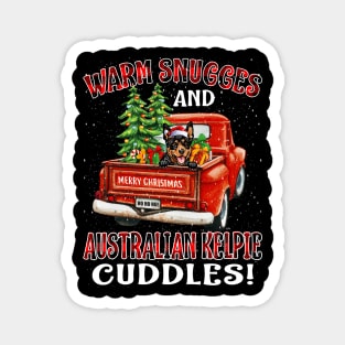 Warm Snuggles And Australian Kelpie Cuddles Ugly Christmas Sweater Magnet