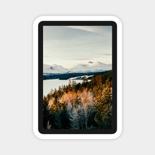 Majestic Peaks of Rondane National Park in Warm Winter Light Shot on Film Magnet