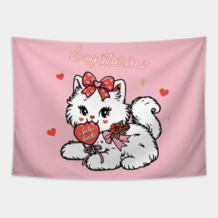 Sagittarius Sassy Valentines Kitty Tapestry