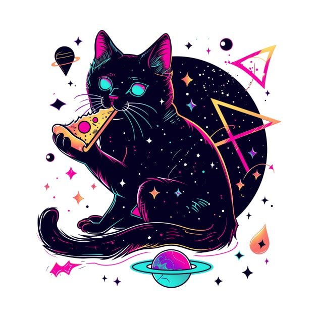 Space Cat with Pizza by Visual Arts Oasis