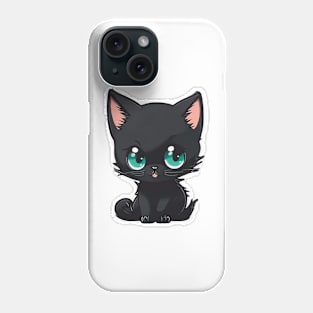 Playful Black Anime Kitten Phone Case