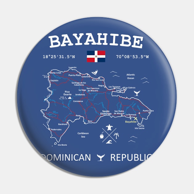 Bayahibe Dominican Republic Flag Travel Map Coordinates GPS Pin by French Salsa