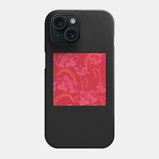 Fantastic pink tulips in a flowing pattern Phone Case