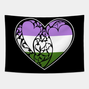 Genderqueer Flag LGBT+ Heart Tapestry