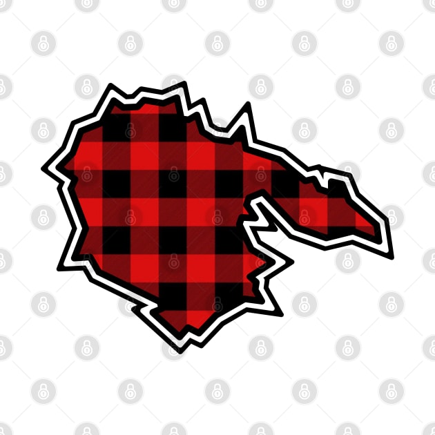 Hornby Island Silhouette in Plaid - Red and Black Pattern - Hornby Island by Bleeding Red Paint