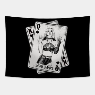 Retro Sasha Banks Wrestling 80s Card Style Tapestry