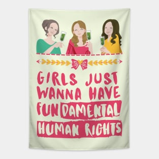 Girls Just Wanna Have Fundamental Human Rights (Dark Pink) - Womens Day 2021 Tapestry