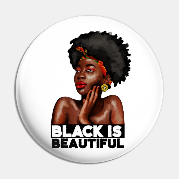 Black is Beautiful, Afro African Woman Pin by dukito