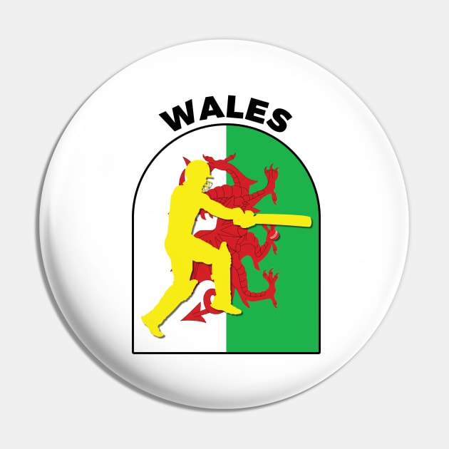 Wales Cricket Batsman Wales Flag Pin by DPattonPD