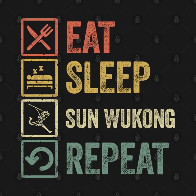 Funny eat sleep sun wukong repeat retro vintage gift by Lyume