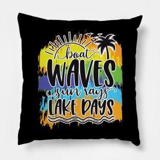 Boat Waves Sun Rays Lake Days Pillow