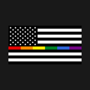 Thin Rainbow Line American Flag T-Shirt