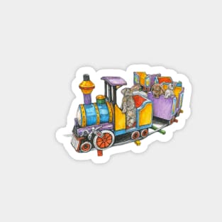 Colorful Bunny Train Magnet