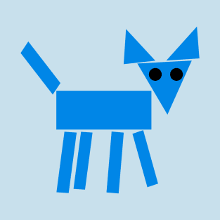 Basic Geometric Blue Dog T-Shirt