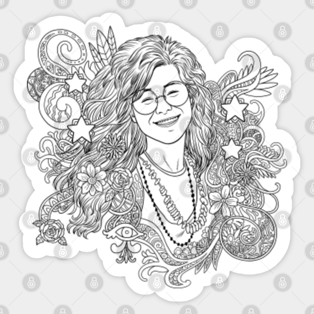 Janis Joplin Black White Janis Joplin Artwork Sticker Teepublic
