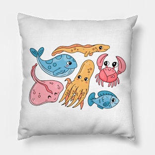 Sea Animal Hand Drawing Pillow