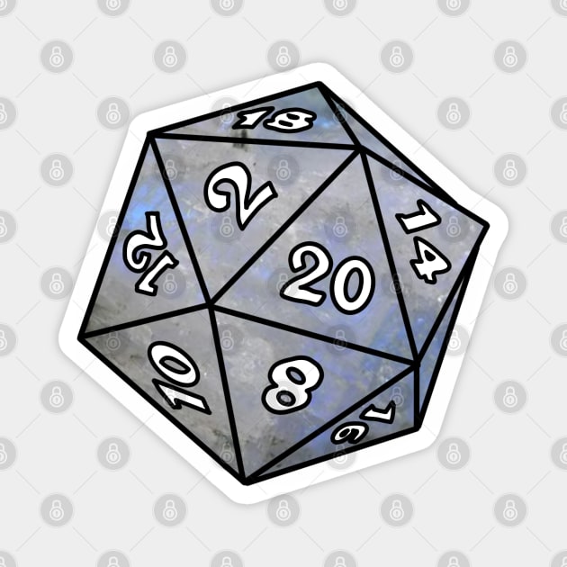 Moonstone D20 Dice Magnet by TheUndeadDesign