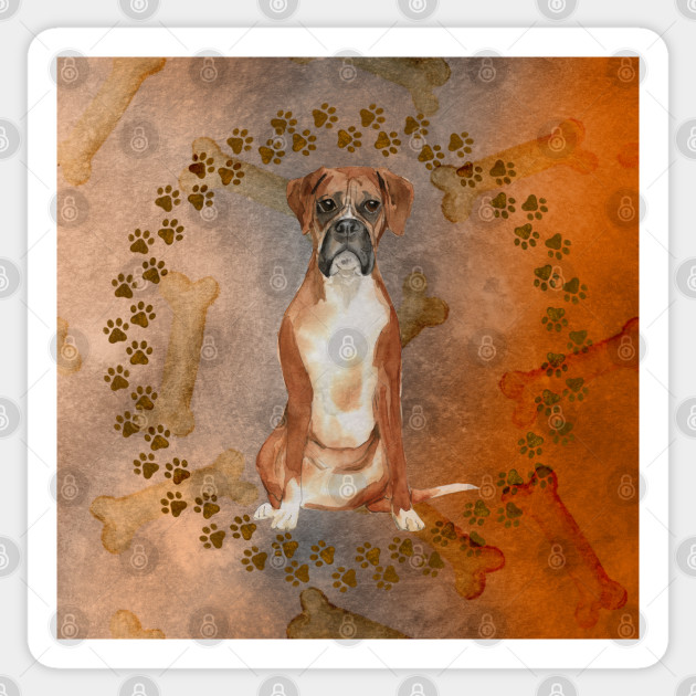 Boxer Paw Prints And Cave Painting Background Boxer Sticker