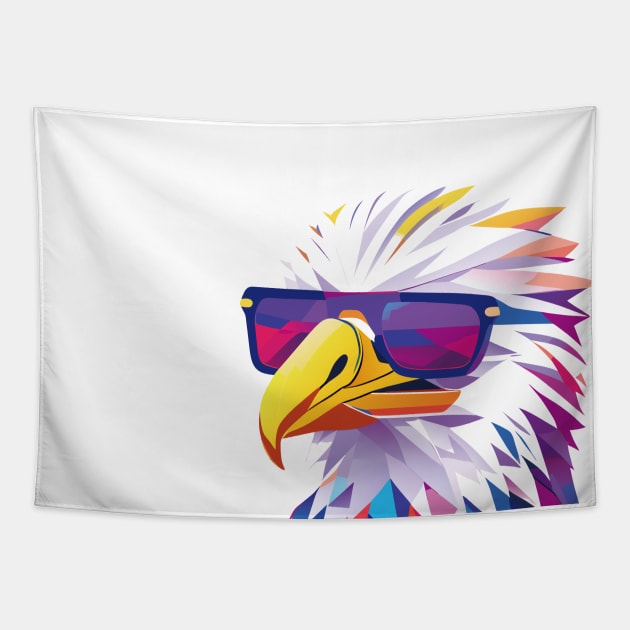 Majestic Wings: The Enigmatic Eagle in Sunglasses Tapestry by linann945