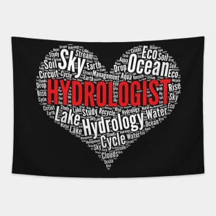 Hydrologist Heart Shape Word Cloud hydrology design Tapestry