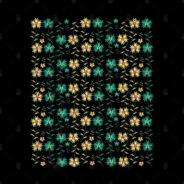 Green and Yellow Repeating Flowers by Ezzkouch
