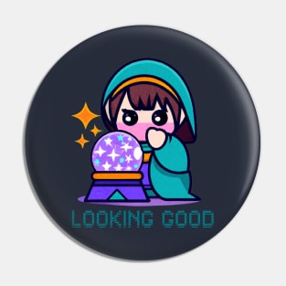 Kawaii Chibi Fortune Teller's Looking Good Pin