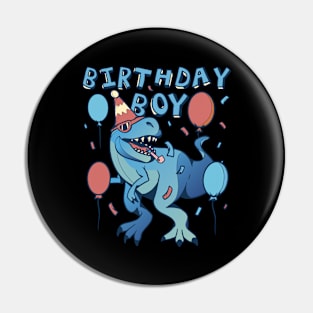 Cool Birthday Boy Dinosaur Partying Balloons Pin