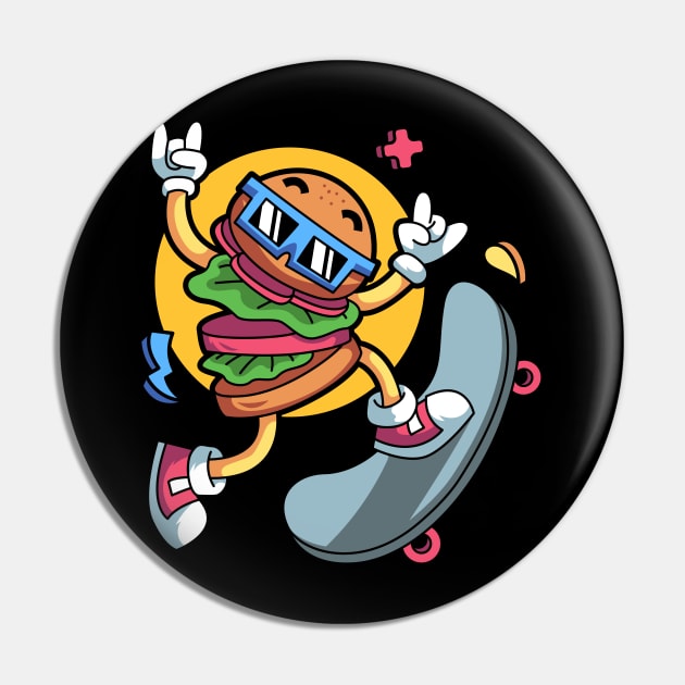 Burger Skateboard Pin by yellowline