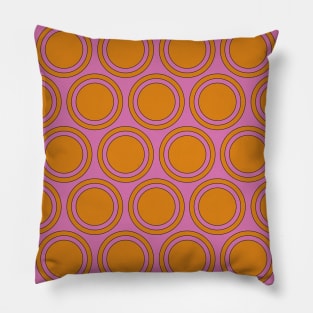 Pink Orange Geometric Circle Pattern Abstract 60s 70s Groovy Aesthetic Pillow