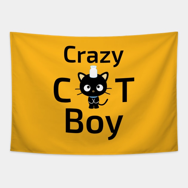 Crazy Cat Boy Tapestry by LIFE JOY