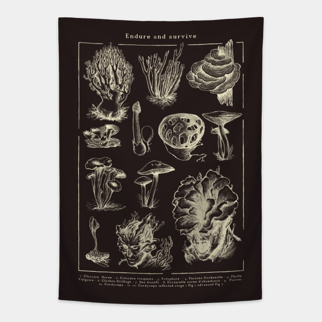 Endure and Survive - The last of us - Cordyceps mushrooms dark Tapestry by BlancaVidal