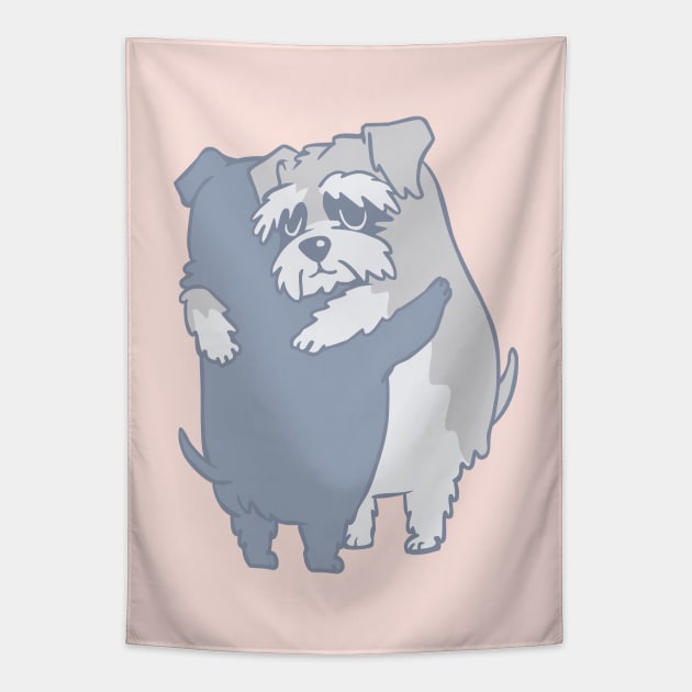 Schnauzer Hugs Tapestry by huebucket