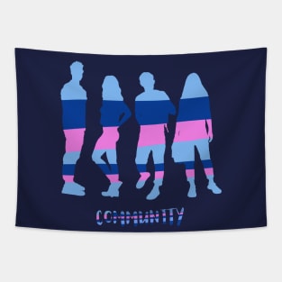 Community. Silhouettes of young people, women and men Tapestry