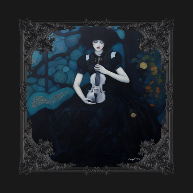 Beautiful Gothic Girl with Violin Art by Sandy Richter Art & Designs