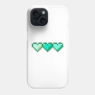 Teal Row of Hearts Pixel Art Phone Case