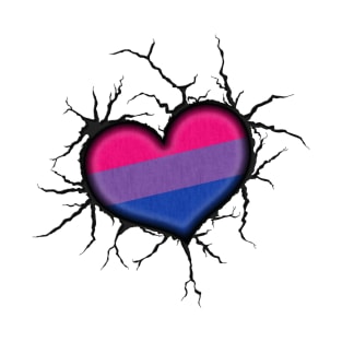 Bisexual Heart Thrown into Cracked surface T-Shirt