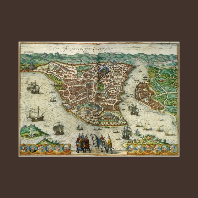 Antique City Map of Constantinople , Istanbul by Braun and Hogenberg by MasterpieceCafe