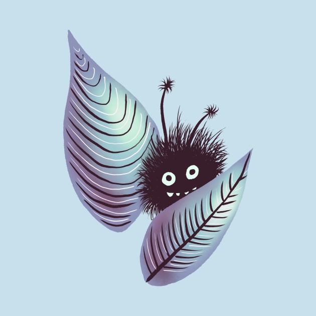 Cute Hairy Creature Hidden In Leaves by Boriana Giormova