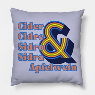 Cider, Cidre, Sidro, Sidra & Apfelwein. Groovy, Retro, BlueRed Style Pillow