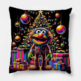 Laugh Out Loud with this Classic Comic-Book Muppet Christmas Tree Design Pillow