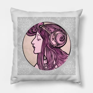 Vintage Twenties Girl - Alphonse Mucha Pillow