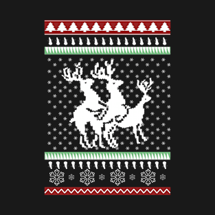 Ugly Christmas Party Sweater Humping Reindeer Funny Gift T-Shirt