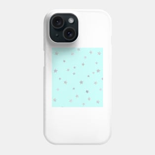 Pretty Y2K Glitter Stars Design in Baby Turquoise Phone Case