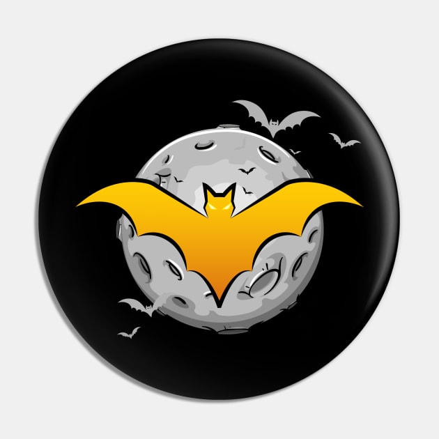 bat in the moon Pin by Digitalartrock