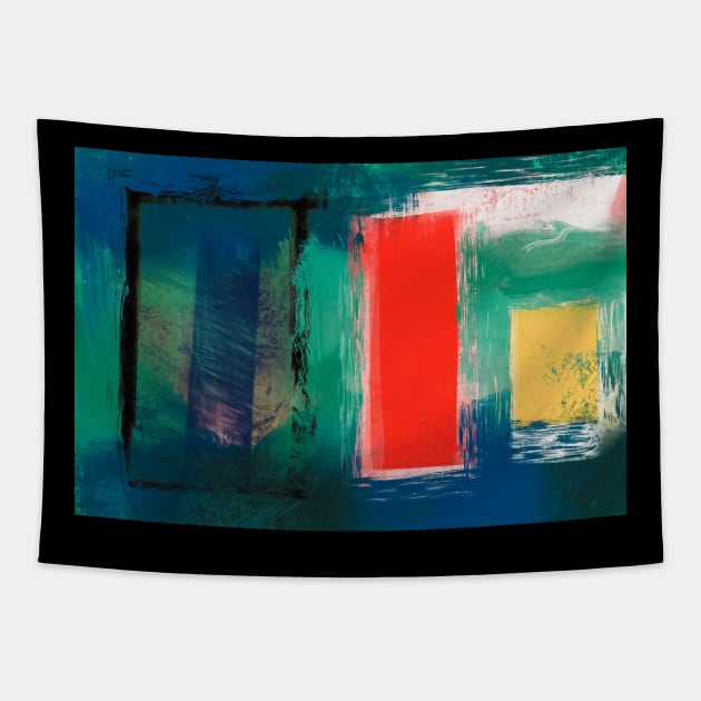 The red door abstract painting, brush strokes Tapestry by Aasiriartstudio