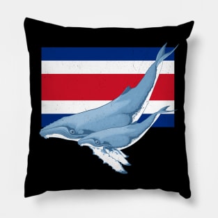 Costa Rican Flag with Humpback Whales Pillow